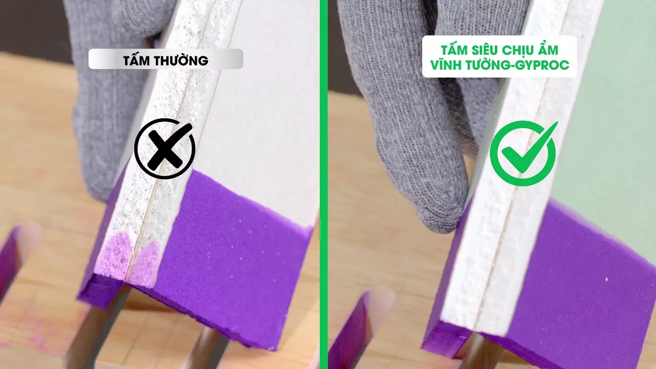 Tấm thạch cao Siêu Chịu Ẩm Vĩnh Tường-Gyproc THÁCH THỨC ĐIỀU KIỆN ẨM KHẮC NGHIỆT thumbnail