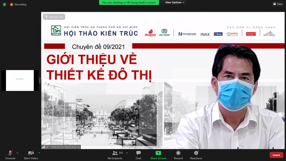 KTS Nguyễn Trường Lưu là phó chủ tịch thường trực hội Kiến trúc sư TP.HCM phát biểu bắt đầu chương trình